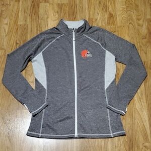 Cleveland Browns Majestic Therma Base Full-Zip Jacket Brown Heather Womens XL
